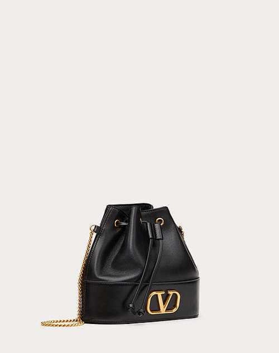 Valentino Mini Bucket Bag In Nappa With Vlogo Signature Chain | Shoulder Bags