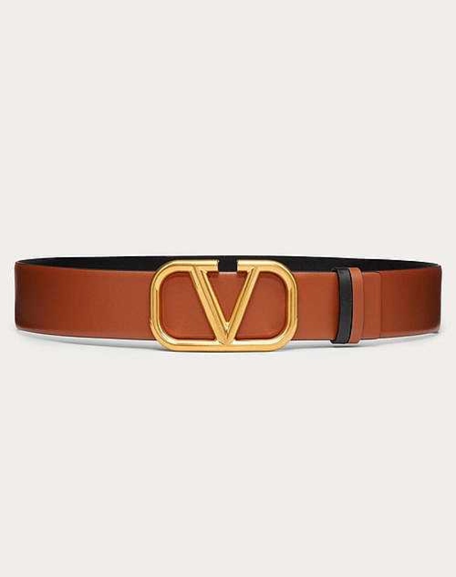 Valentino Reversible Vlogo Signature Belt In Glossy Calfskin 40 Mm | Belts