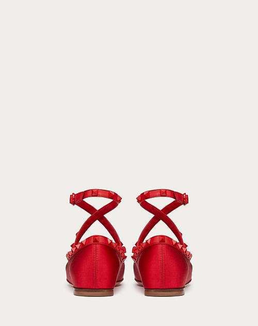 Valentino Rockstud Satin Ballerinas With Tone-On-Tone Studs | Ballerinas