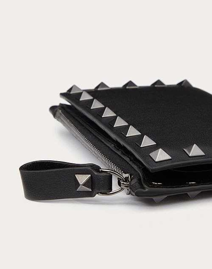 Valentino Rockstud Calfskin Cardholder With Zip | Wallets And Small Leather Goods