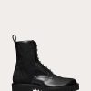 Valentino Toile Iconographe Combat Boot In Toile Iconographe Technical Fabric And Calfskin | Boots