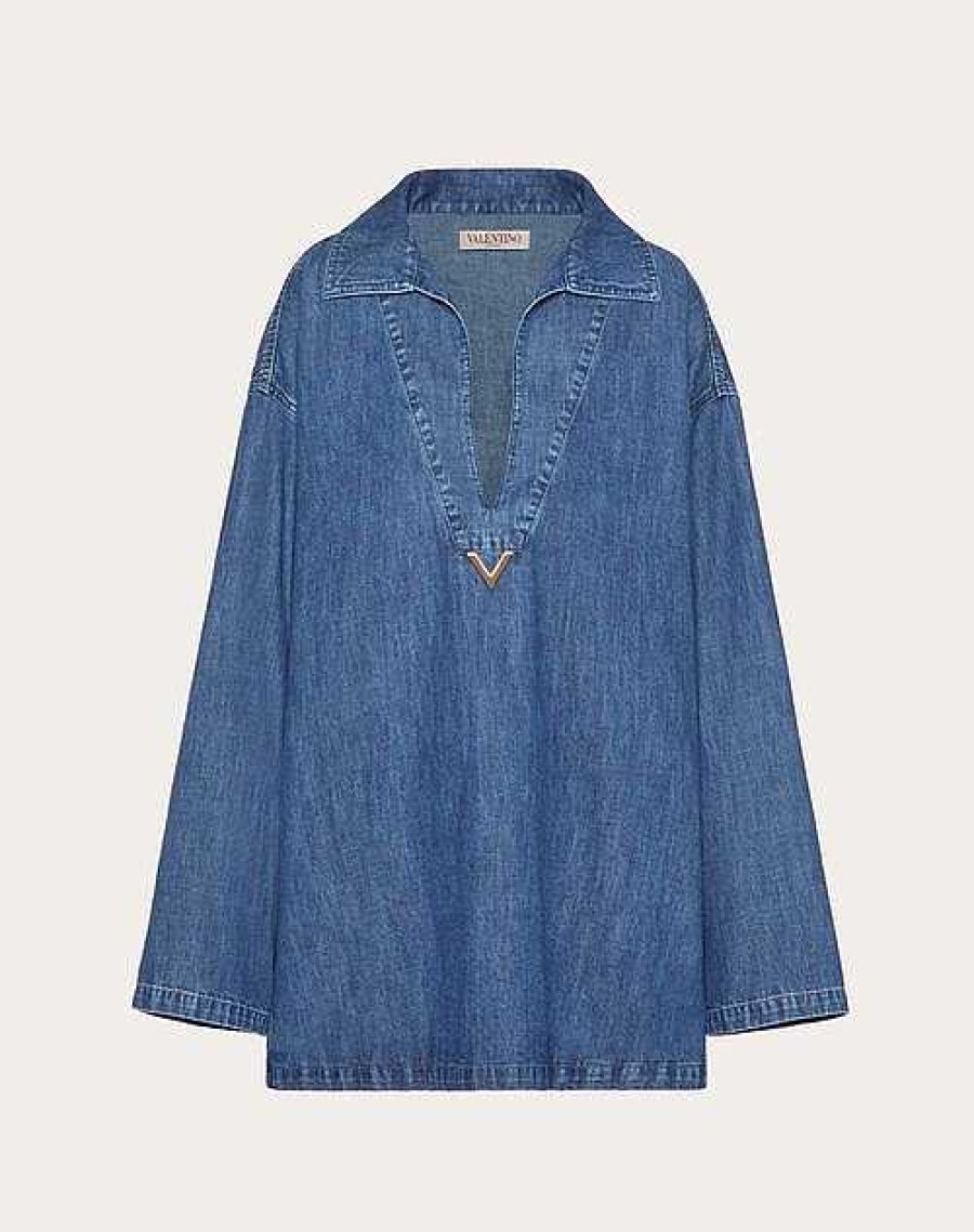 Valentino Denim Chambray Kaftan Dress | Denim