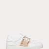 Valentino Rockstud Untitled Sneaker In Calfskin Leather With Metallic Stripe | Sneakers