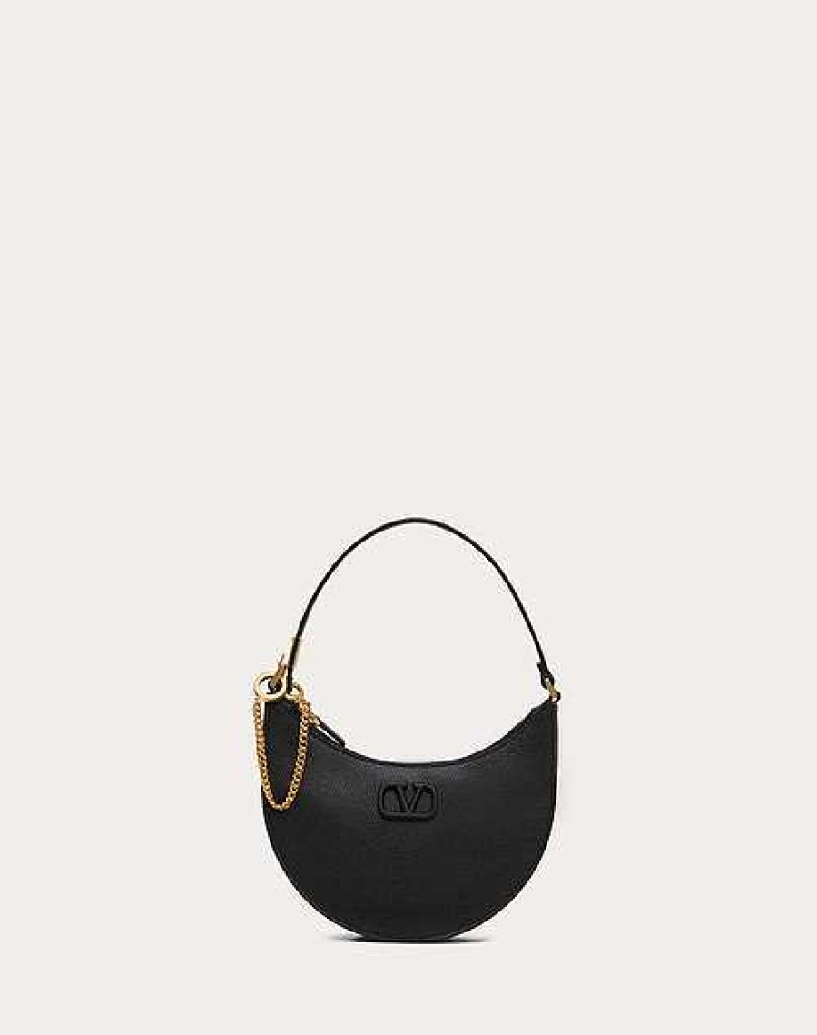 Valentino Mini Vlogo Signature Grainy Calfskin Hobo Bag | Shoulder Bags