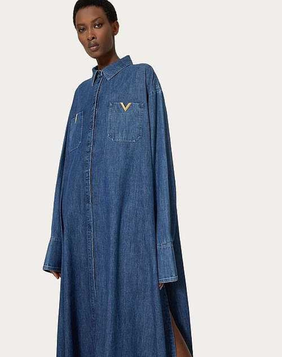 Valentino Chambray Denim Long Dress | Denim