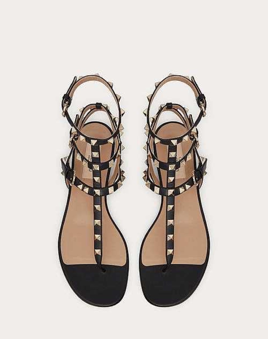 Valentino Rockstud Calfskin Flat Flip-Flop Sandal | Sandals