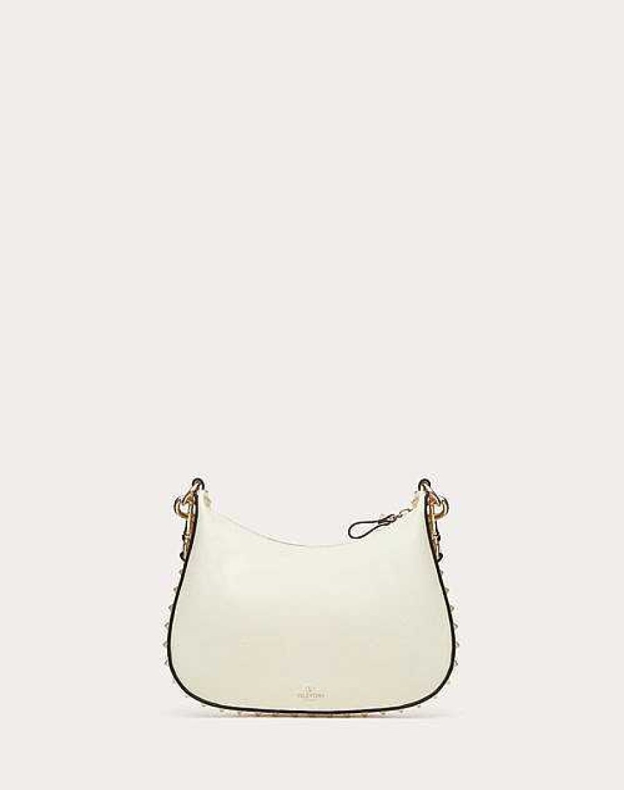 Valentino Small Rockstud Hobo Bag In Grainy Calfskin | Shoulder Bags