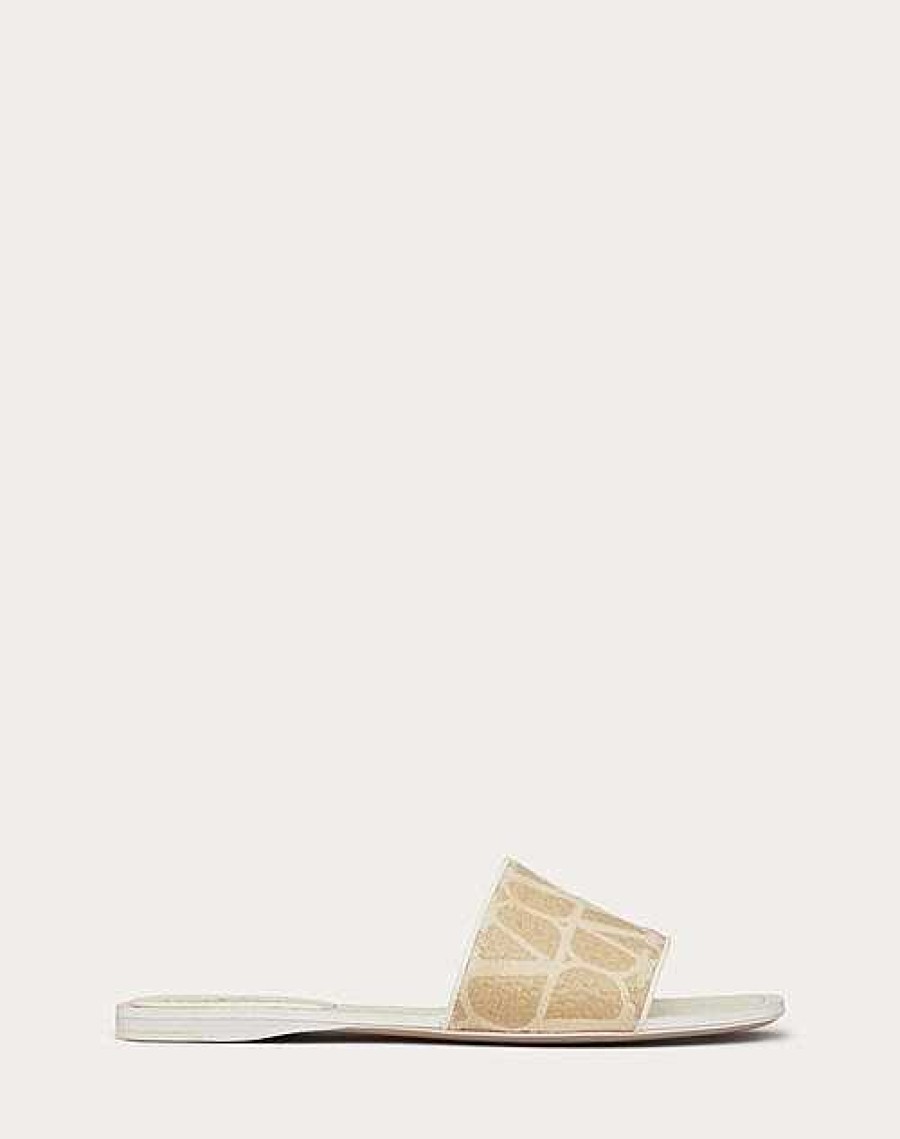 Valentino Toile Iconographe Raffia Slide Sandal | Slides And Thongs