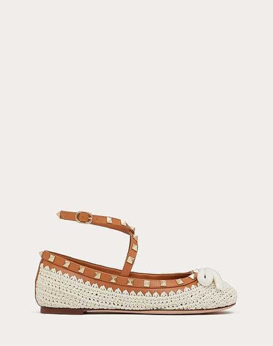 Valentino Rockstud Ballerina With Crochet Embroidery | Ballerinas