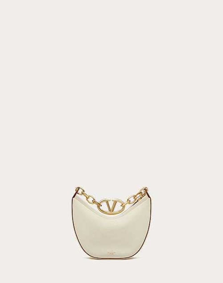 Valentino Vlogo Moon Mini Hobo Bag In Nappa Leather With Chain | Shoulder Bags