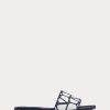 Valentino Toile Iconographe Slide Sandal In Embroidered Cotton | Slides And Thongs