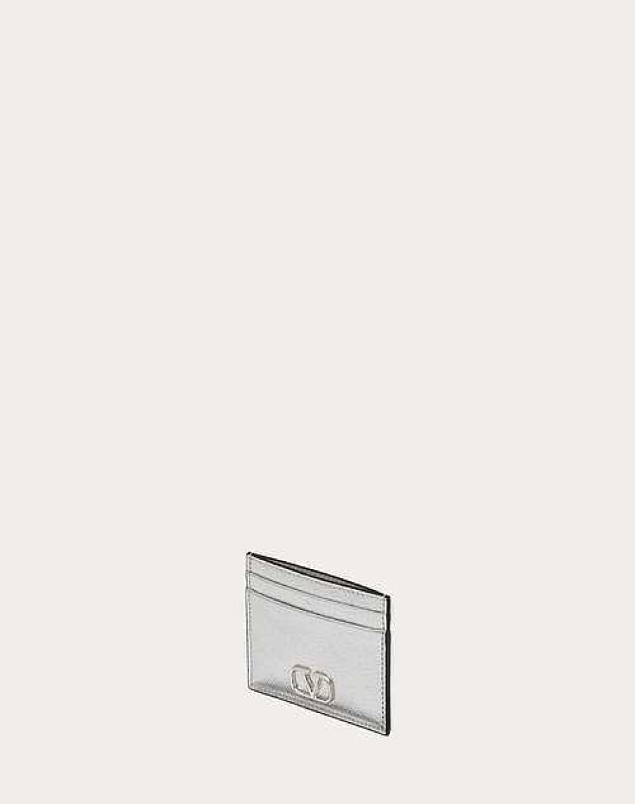 Valentino Vlogo Signature Metallic Grainy Calfskin Cardholder | Wallets And Small Leather Goods