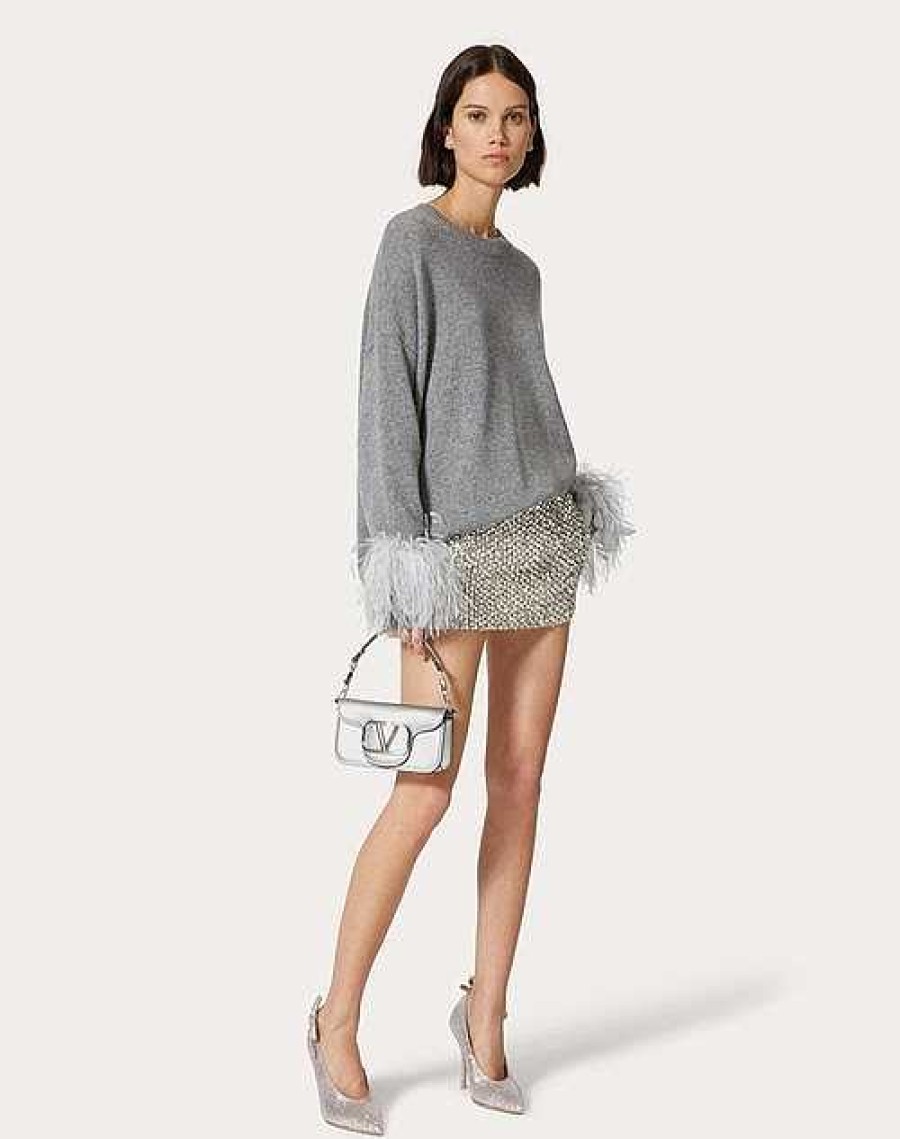 Valentino Wool Sweater With Feathers | Knitwear