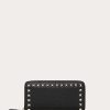 Valentino Rockstud Grainy Calfskin Zippered Wallet | Wallets And Small Leather Goods