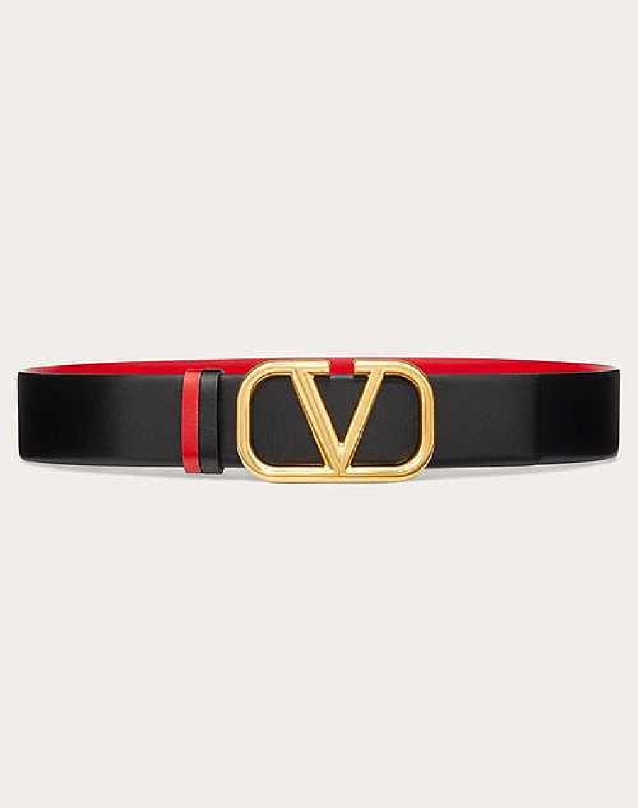 Valentino Reversible Vlogo Signature Belt In Glossy Calfskin 40 Mm | Belts