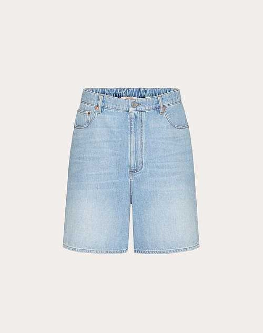 Valentino Bermuda Shorts With Embossed Vlogo Signature | Denim