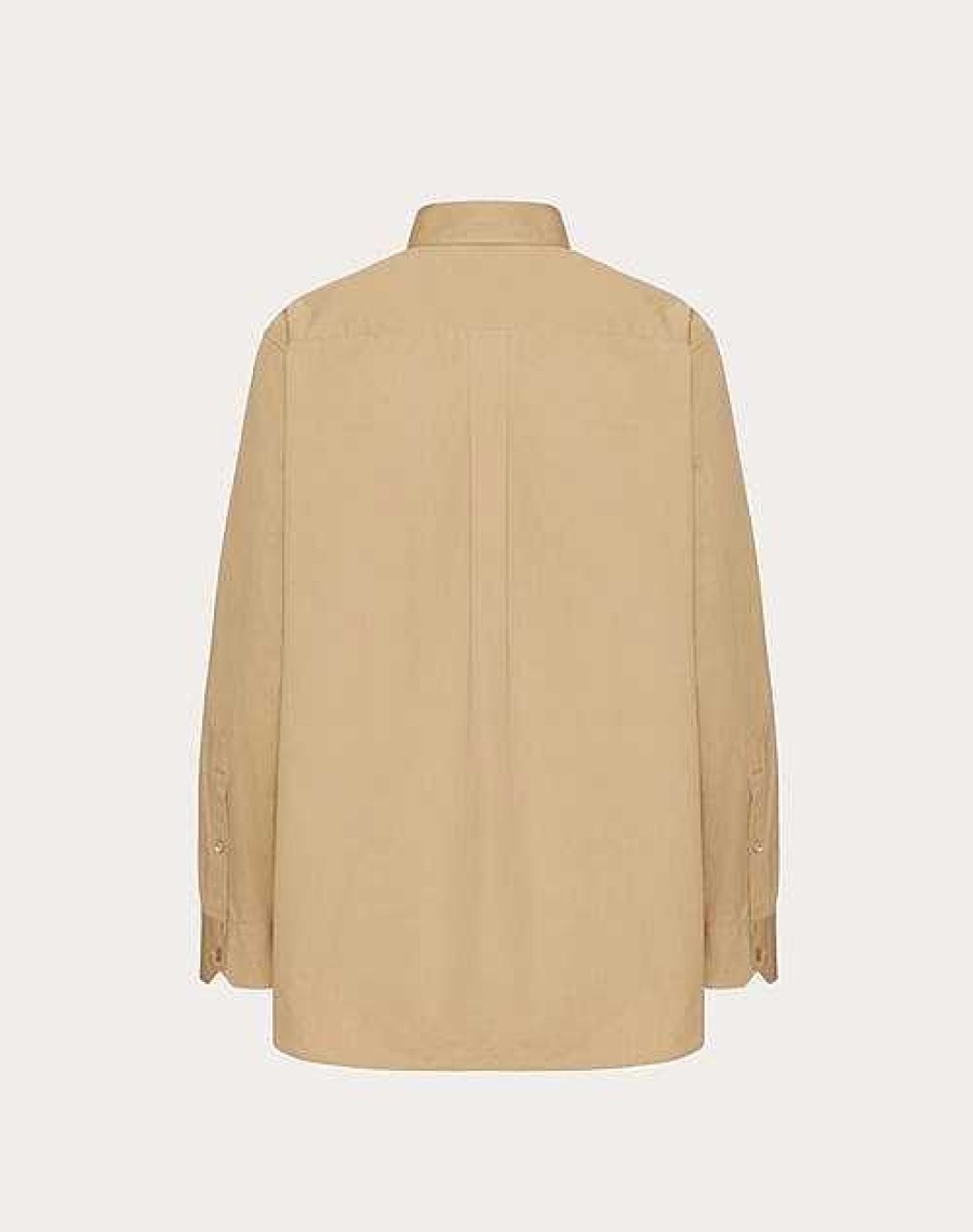 Valentino Long Sleeve Cotton Shirt With Valentino Embroidery | Shirts