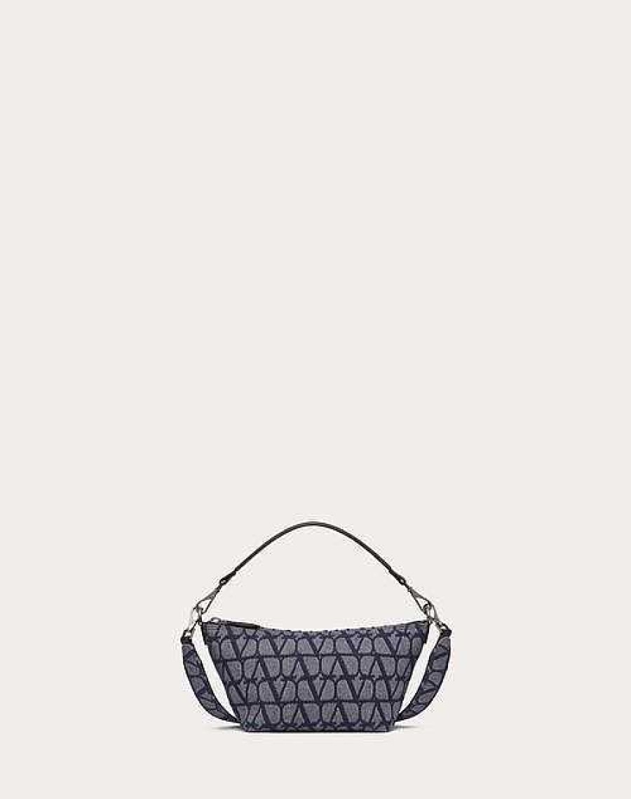 Valentino Denim-Effect Toile Iconographe Jacquard Fabric Crossbody Bag | Shoulder Bags