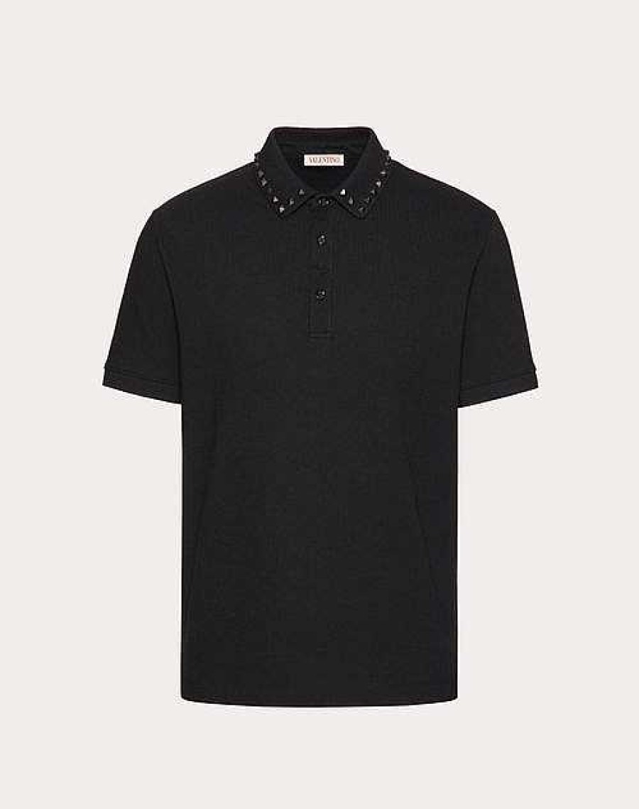 Valentino Cotton Pique Polo Shirt With Untitled Studs | T-Shirts And Sweatshirts