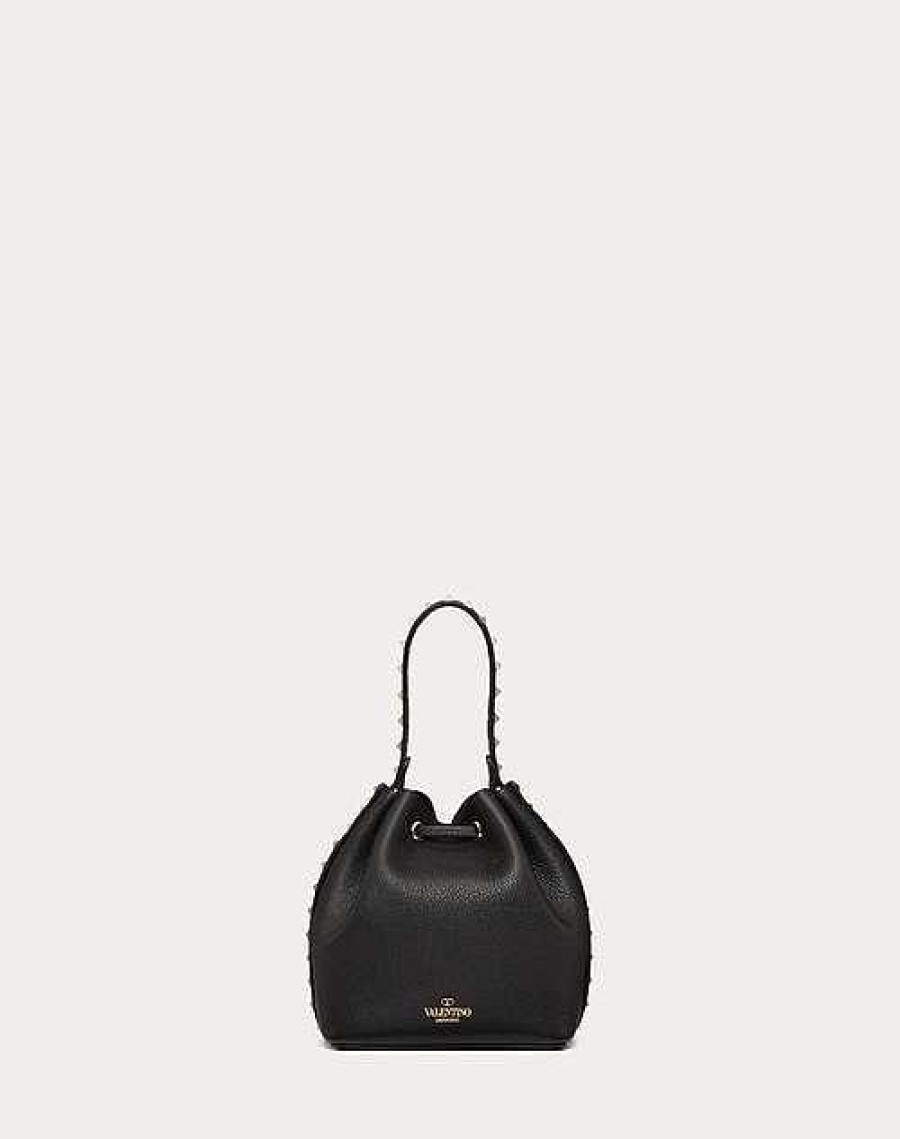 Valentino Rockstud Grainy Calfskin Bucket Bag | Shoulder Bags