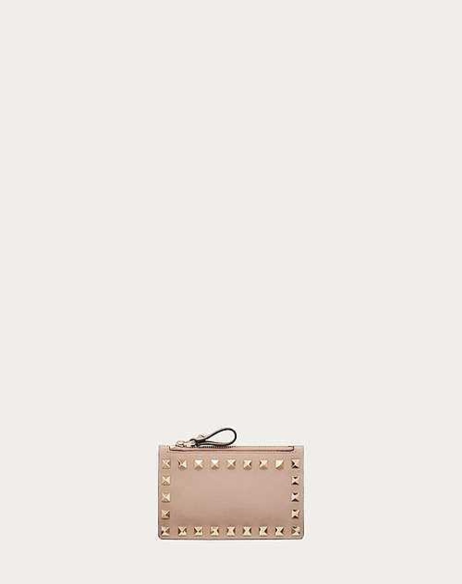 Valentino Rockstud Calfskin Cardholder With Zipper | Wallets And Small Leather Goods