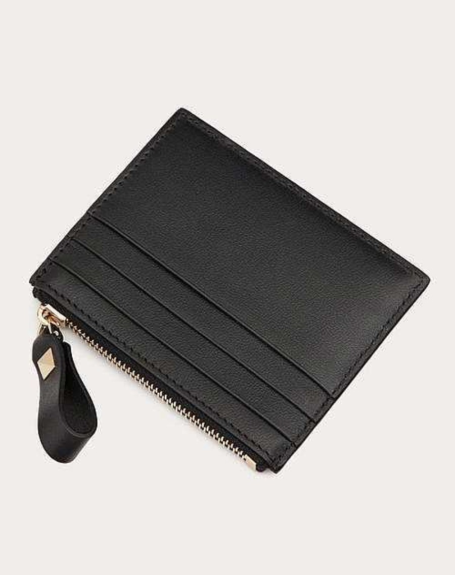 Valentino Rockstud Calfskin Cardholder With Zipper | Wallets And Small Leather Goods