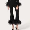 Valentino Stretched Viscose Pants With Feathers | Pants And Shorts