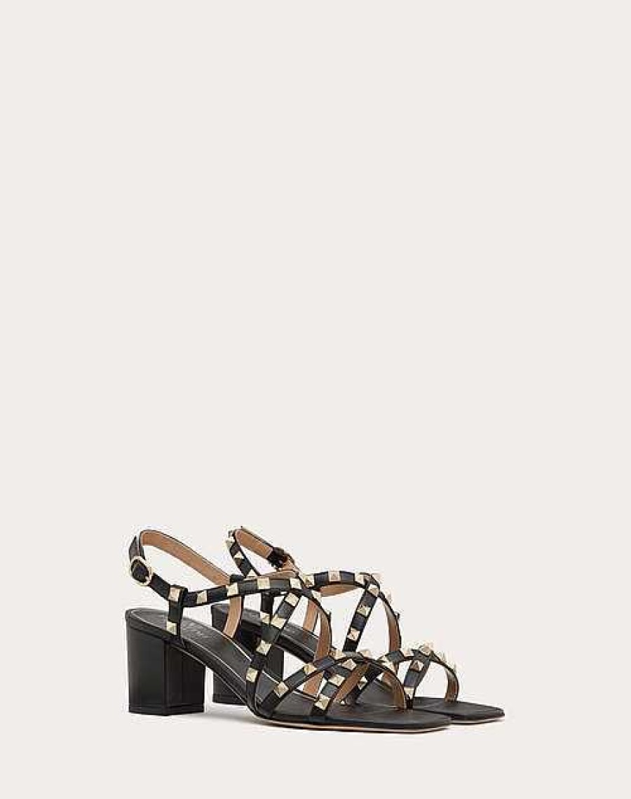 Valentino Rockstud Calfskin Sandal With Straps 60Mm | Sandals