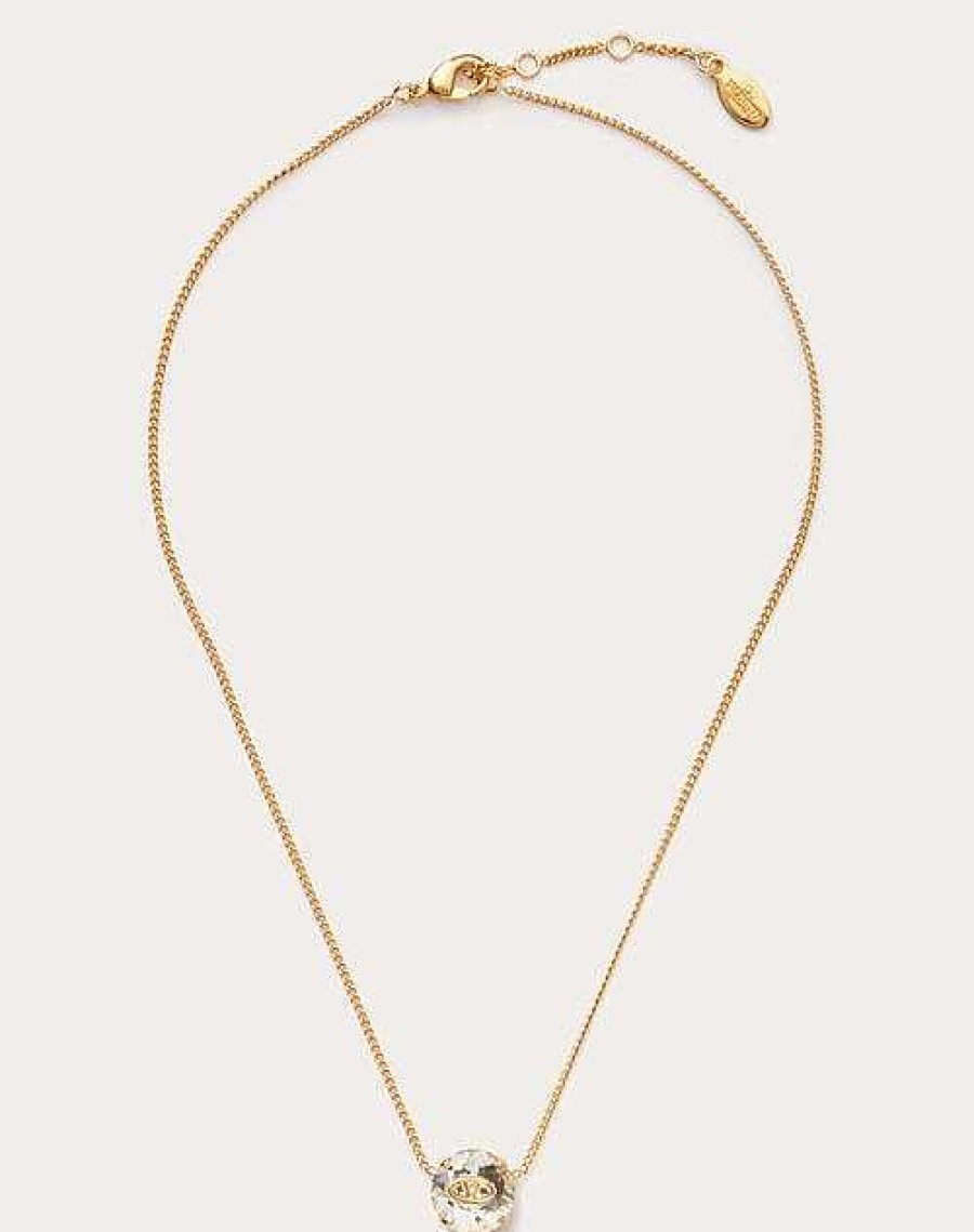 Valentino The Bold Edition Vlogo Metal And Crystal Necklace | Jewelry