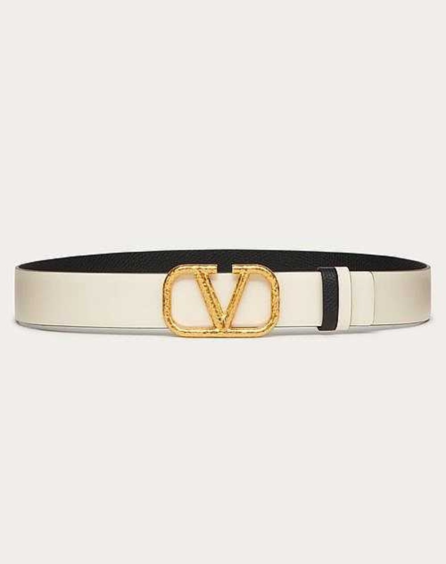 Valentino Reversible Vlogo Signature Belt In Grainy Calfskin 30Mm | Belts