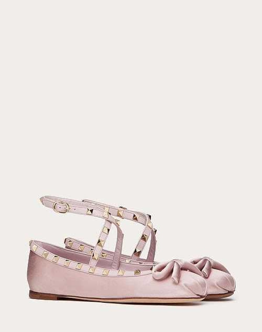 Valentino Rockstud Satin Ballerina | Ballerinas