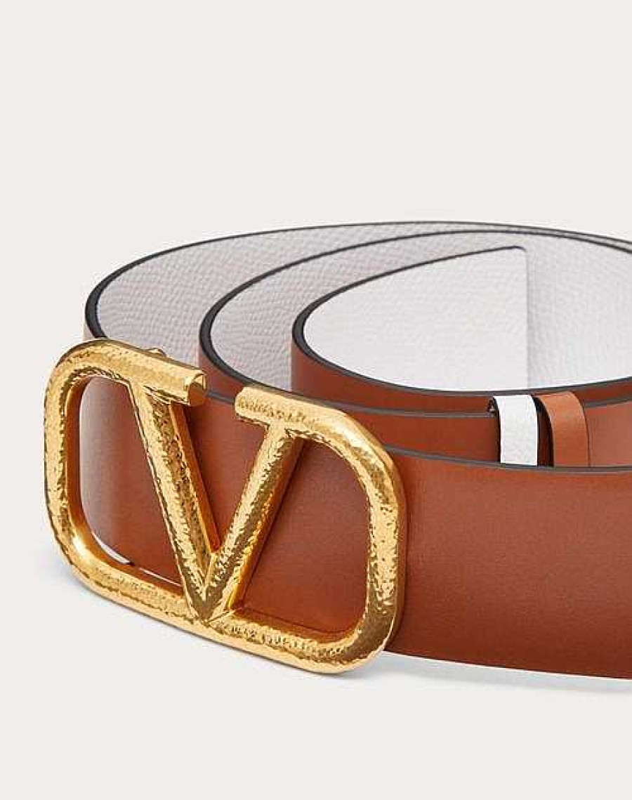 Valentino Reversible Vlogo Signature Belt In Grainy Calfskin 40Mm | Belts