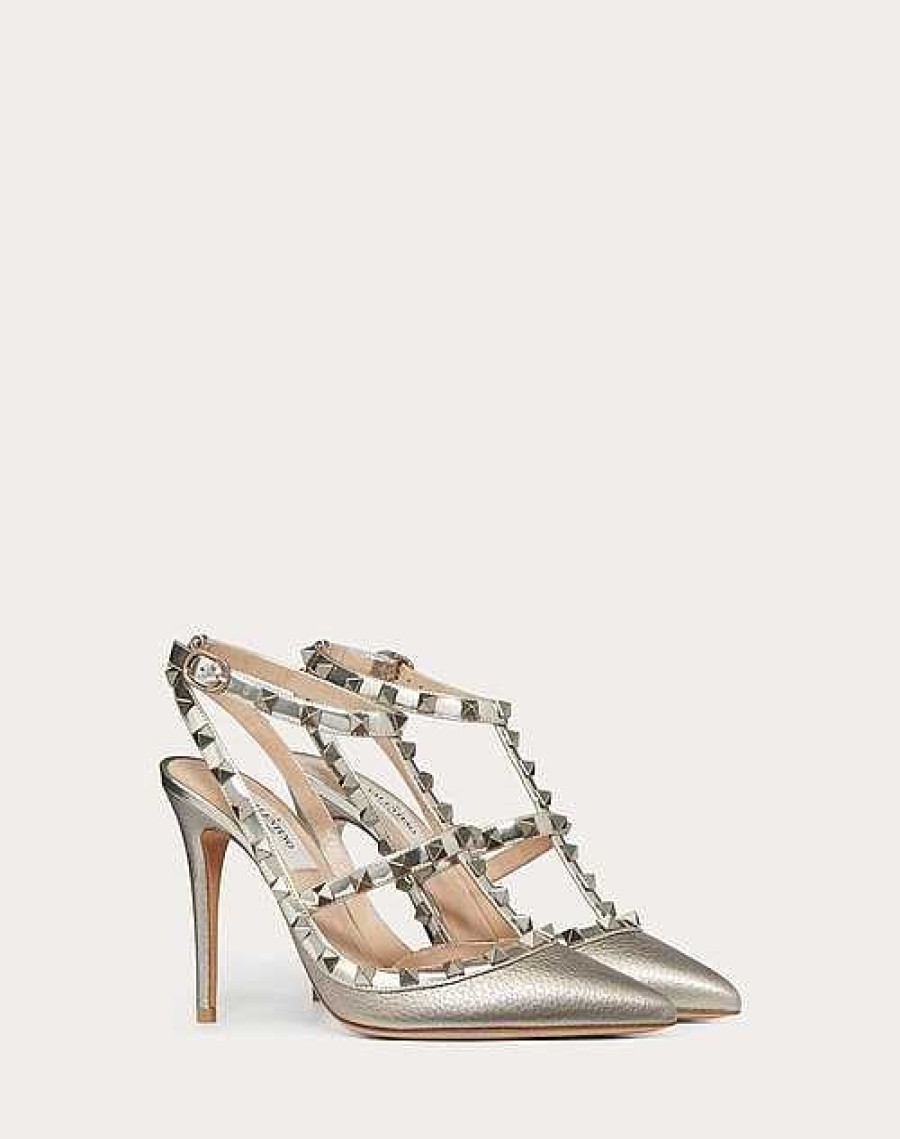 Valentino Rockstud Metallic Ankle Strap Pump 100 Mm | Pumps