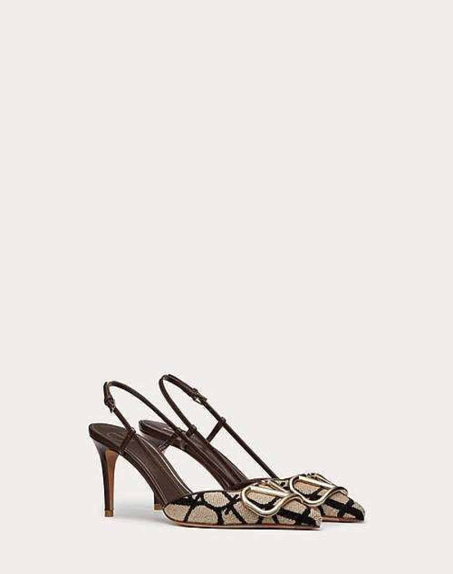 Valentino Vlogo Signature Slingback Pump In Toile Iconographe 80Mm | Pumps