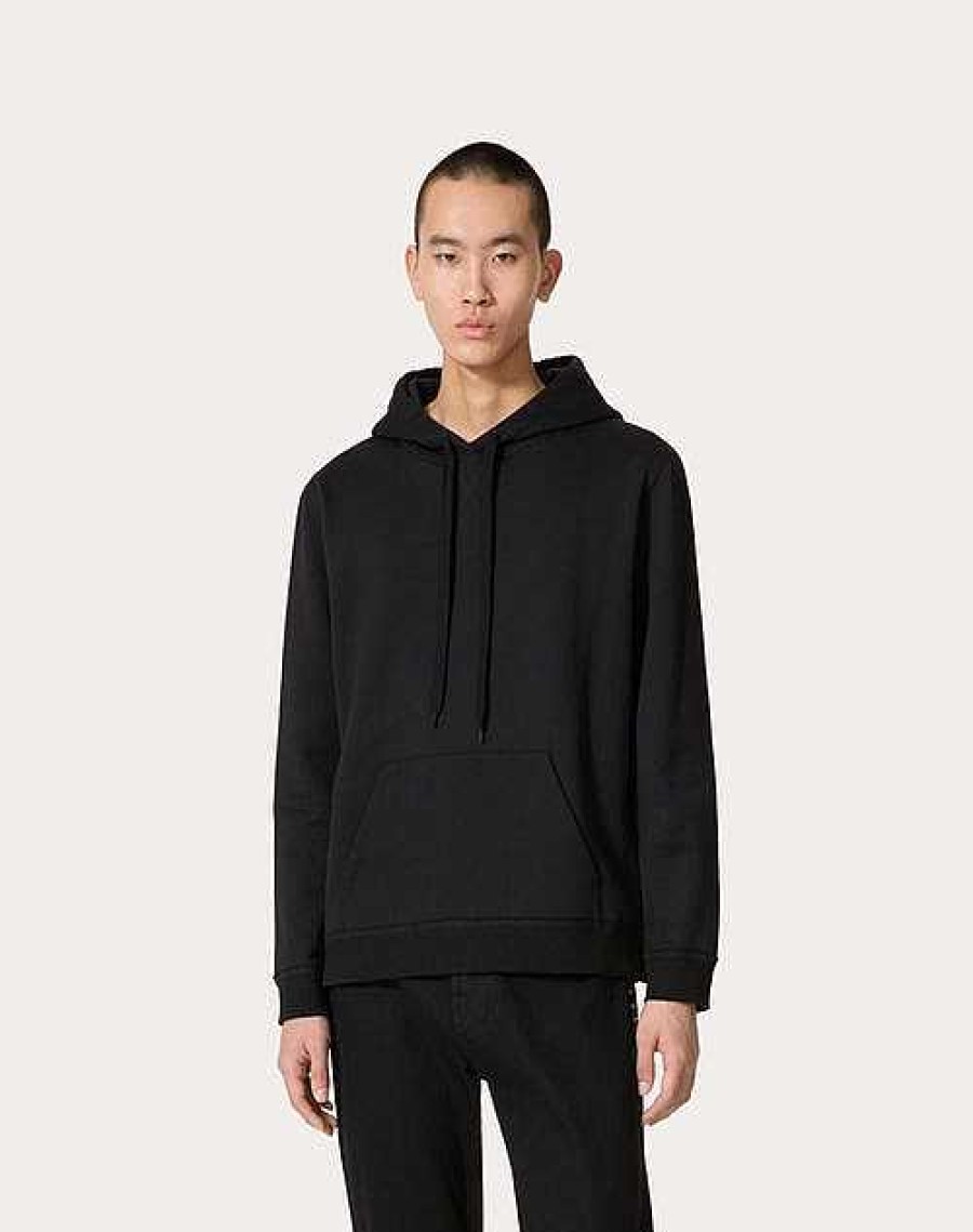 Valentino Cotton Hooded Sweatshirt With Untitled Studs | T-Shirts And Sweatshirts