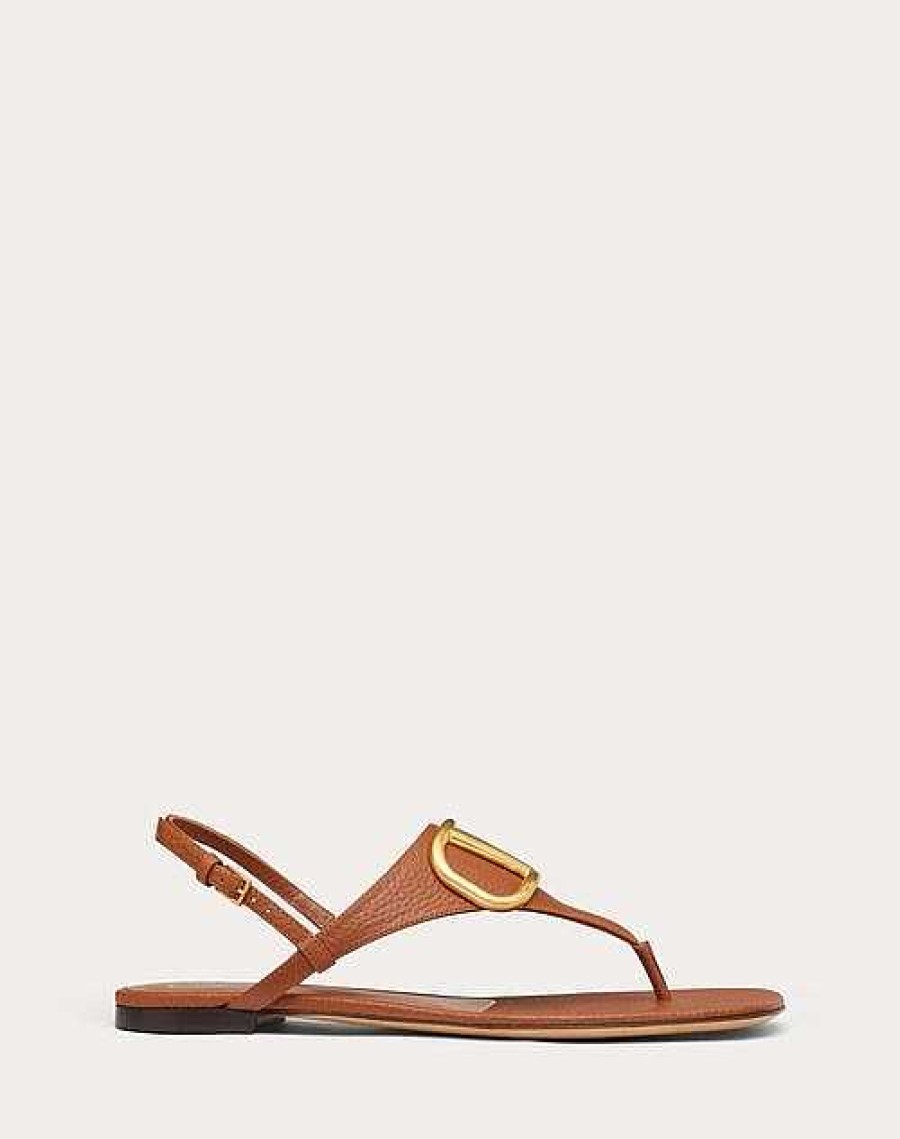 Valentino Vlogo Signature Flat Thong Sandal In Grainy Calfskin | Slides And Thongs