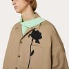 Valentino Stretch Cotton Canvas Shirt Jacket With Flower Embroidery | Outerwear