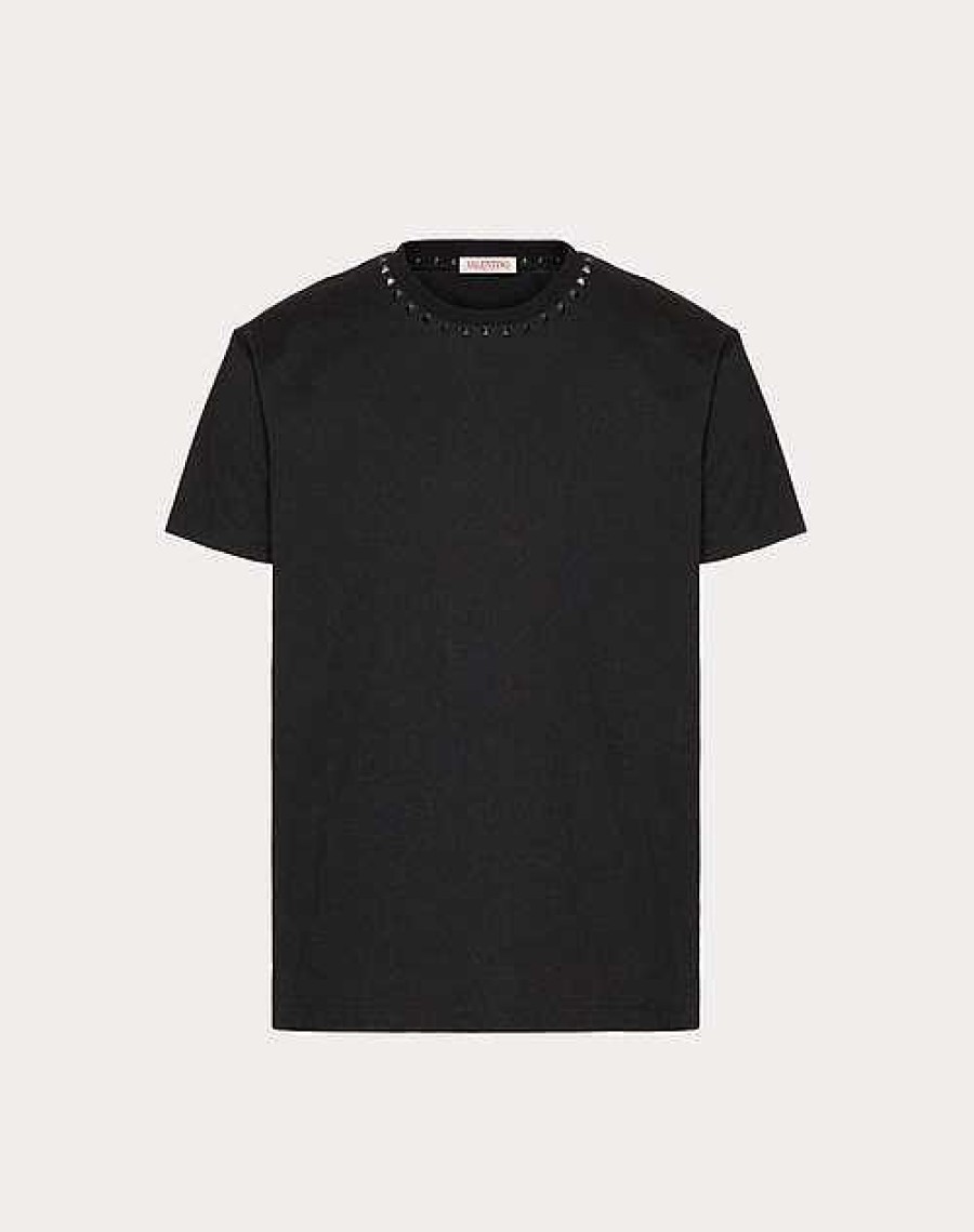 Valentino Cotton Crewneck T-Shirt With Untitled Studs | T-Shirts And Sweatshirts