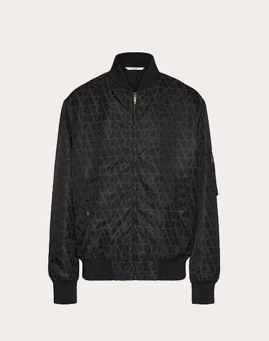 Valentino Nylon Bomber Jacket With Toile Iconographe Print | Outerwear