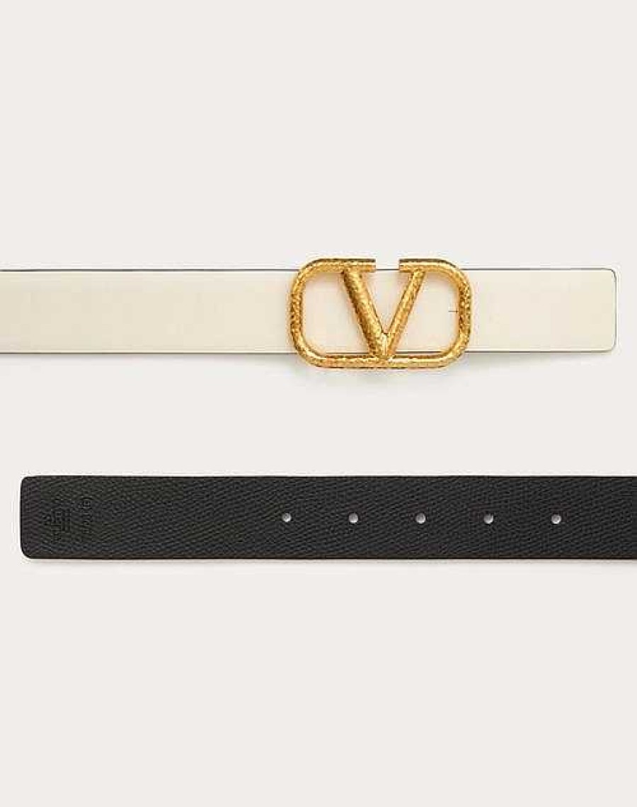 Valentino Reversible Vlogo Signature Belt In Grainy Calfskin 30Mm | Belts