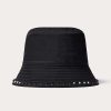 Valentino Rockstud Cotton Bucket Hat With Stud Applique | Hats And Gloves