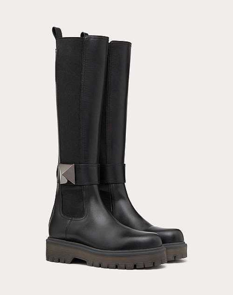 Valentino One Stud Boot In Calfskin 45Mm | Boots