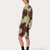 Valentino Silk Twill Bermuda Shorts With Valentino Flower Portrait Print | Pants And Shorts