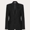 Valentino Single-Breasted Mohair Wool Jacket With Embroidered Butterfly | Coats And Blazers