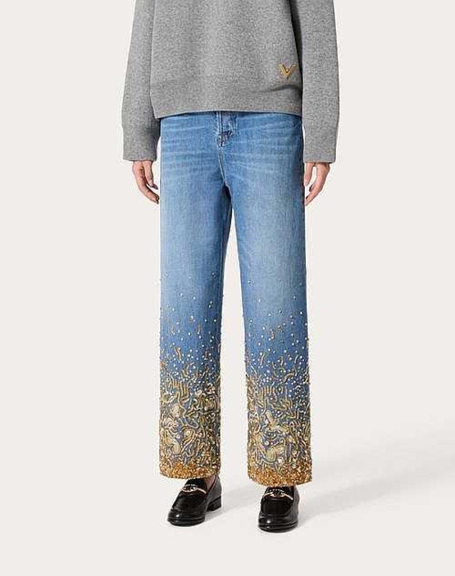 Valentino Embroidered Denim Pants | Denim