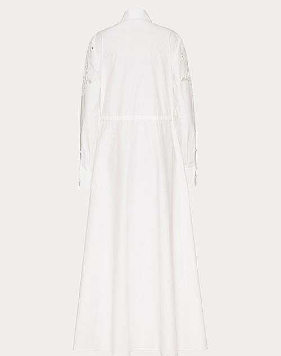 Valentino Embroidered Cotton Popeline Midi Dress | Dresses