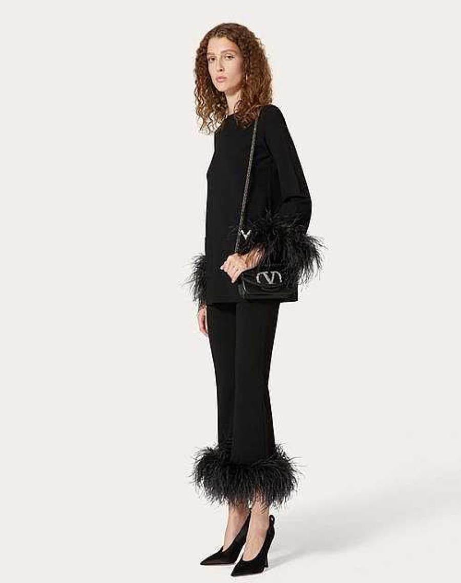 Valentino Stretched Viscose Jumper With Feathers | Knitwear