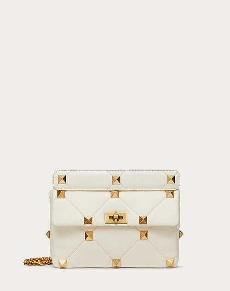 Valentino Large Roman Stud The Shoulder Bag In Nappa With Chain | Shoulder Bags