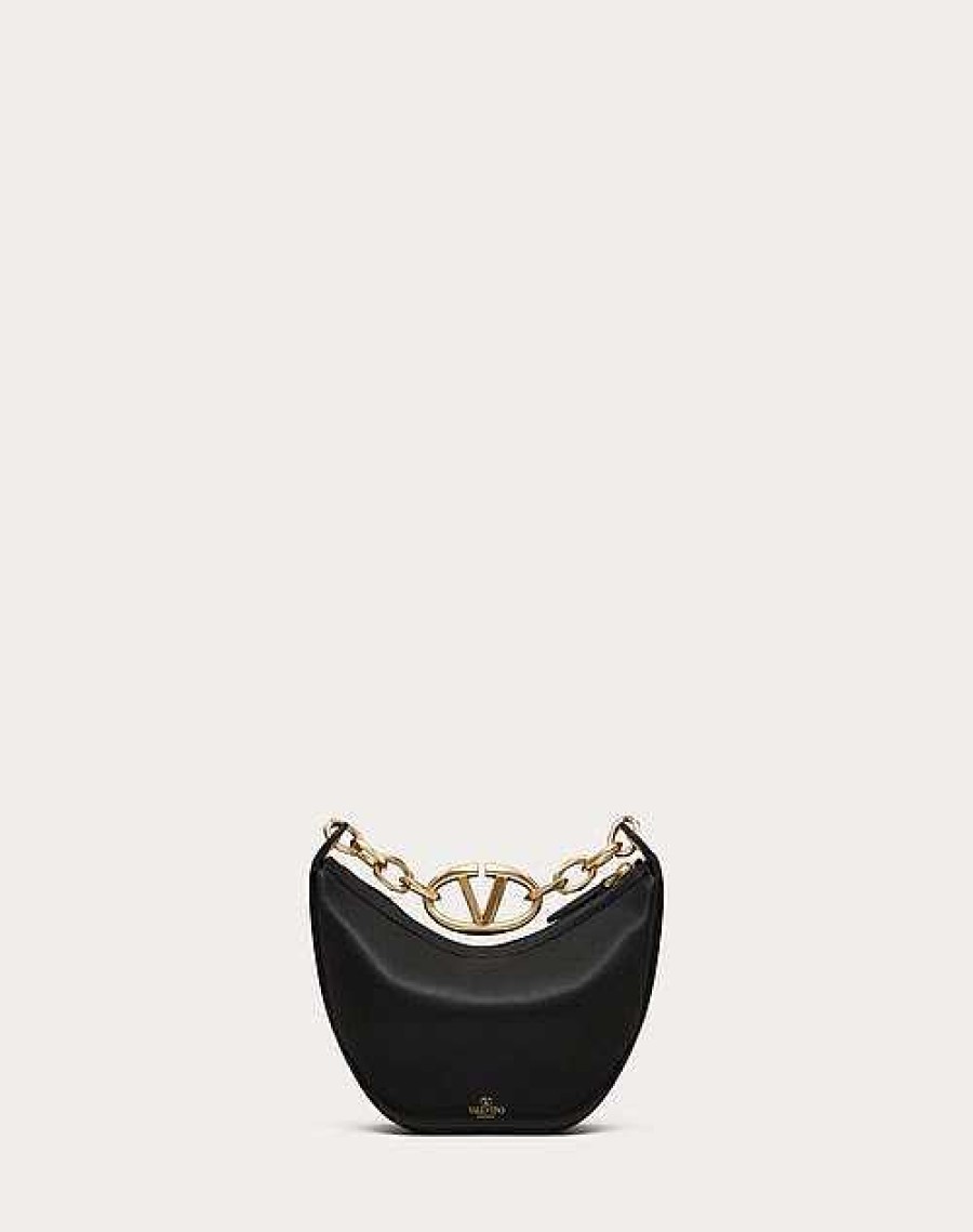 Valentino Vlogo Moon Mini Hobo Bag In Nappa Leather With Chain | Shoulder Bags