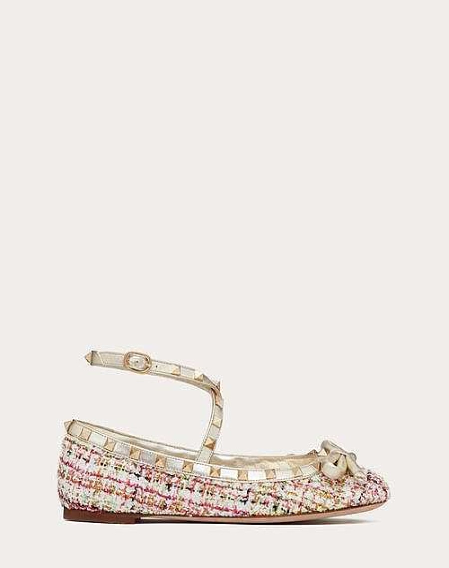 Valentino Rockstud Tweed Ballerina | Ballerinas